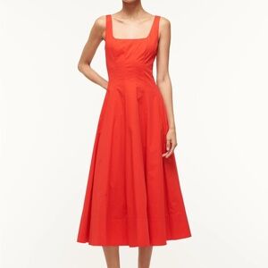 STAUD Wells midi dress in red rose